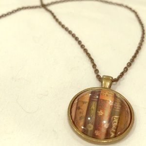 Book Necklace with Library Pendant